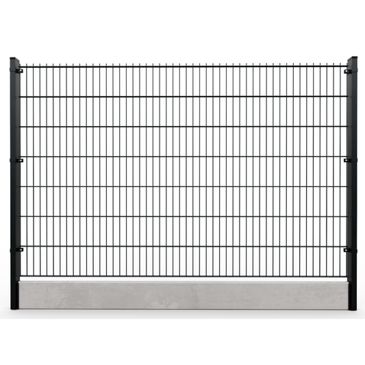 Twin Mesh 2D Security Fencing Ø 6/5/6mm - 2500mm with Concrete Gravel Board